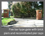 Automatic, Electric hinged gate - Five bar type gate with brick piers and reconstituted pier caps