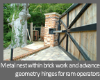 Automatic, Electric hinged gate - Metal nest within brick work and advance geometry hinges for ram operators
